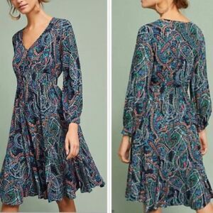 Anthropologie Maeve Maplewood Colorful Paisley Dress